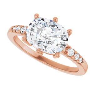14K Rose Gold 9x7 mm Elongated Cushion Ring Mounting – image 8