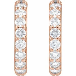14K Rose Gold 1/3 CTW Natural Diamond 11.6 mm Hoop Earrings – image 2