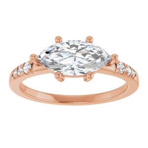 14K Rose Gold 11x5.5 mm Marquise Ring Mounting – image 5