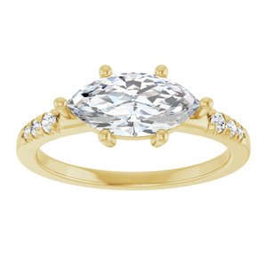 10K Yellow Gold 11x5.5 mm Marquise Ring Mounting – image 5