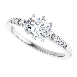 10K White Gold 7x5 mm Oval Ring Mounting – image 8