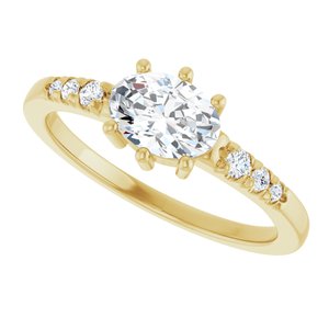 14K Yellow Gold 7x5 mm Oval 1/10 CTW Natural Diamond Semi-Set Ring – image 8