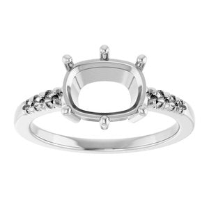 Sterling Silver 9x7 mm Elongated Cushion Ring Mounting – image 6