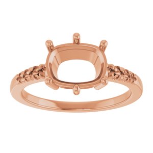 14K Rose Gold 9x7 mm Elongated Cushion Ring Mounting – image 6