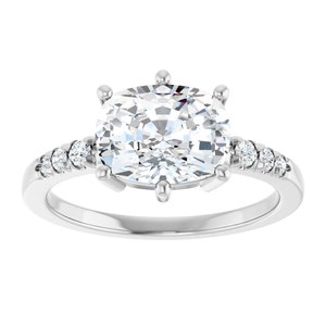 10K White Gold 9x7 mm Elongated Cushion Ring Mounting – image 5