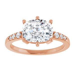 14K Rose Gold 9x7 mm Elongated Cushion Ring Mounting – image 5