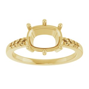 18K Yellow Gold 9x7 mm Elongated Cushion Ring Mounting – image 6