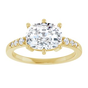 14K Yellow Gold 9x7 mm Elongated Cushion Ring Mounting – image 5