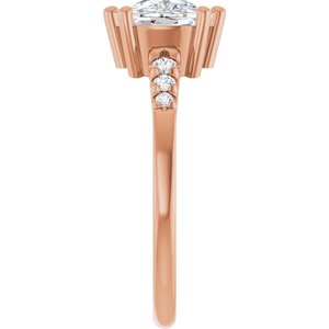 14K Rose Gold 9x7 mm Elongated Cushion Ring Mounting – image 7
