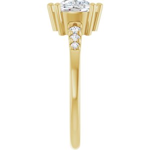 14K Yellow Gold 9x7 mm Elongated Cushion Ring Mounting – image 7
