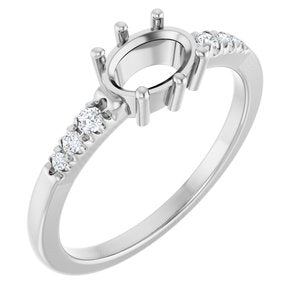Platinum 7x5 mm Oval 1/10 CTW Lab-Grown Diamond Semi-Set Ring – image 2