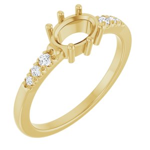 14K Yellow Gold 7x5 mm Oval 1/10 CTW Natural Diamond Semi-Set Ring – image 2