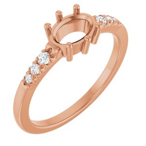 14K Rose Gold 7x5 mm Oval 1/10 CTW Lab-Grown Diamond Semi-Set Ring – image 2