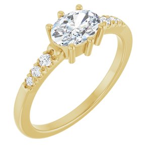 14K Yellow Gold 7x5 mm Oval 1/10 CTW Lab-Grown Diamond Semi-Set Ring