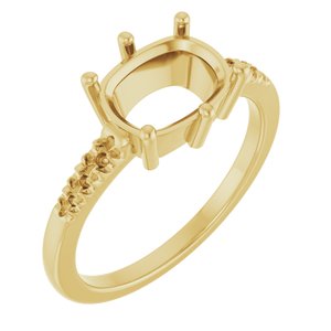 10K Yellow Gold 9x7 mm Elongated Cushion Ring Mounting – image 2