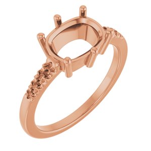 18K Rose Gold 9x7 mm Elongated Cushion Ring Mounting – image 2