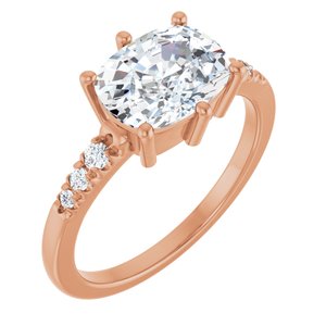 14K Rose Gold 9x7 mm Elongated Cushion Ring Mounting