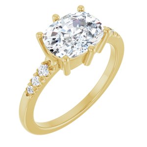 10K Yellow Gold 9x7 mm Elongated Cushion Ring Mounting