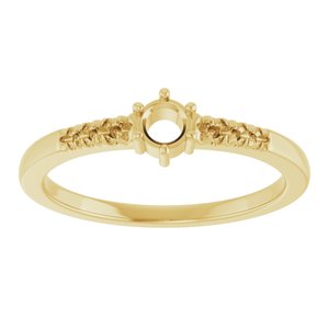 10K Yellow Gold 3.4 mm Round Ring Mounting – image 6