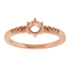 18K Rose Gold 4.4 mm Round Ring Mounting – image 6