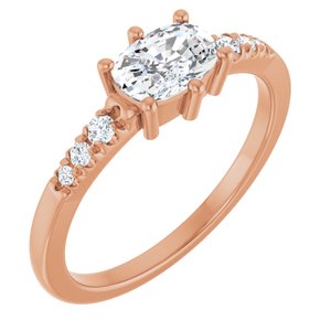 18K Rose Gold 6.5x4.5 mm Elongated Cushion Ring Mounting