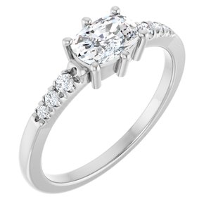 10K White Gold 6.5x4.5 mm Elongated Cushion Ring Mounting