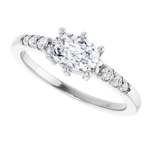 10K White Gold 6.5x4.5 mm Elongated Cushion Ring Mounting – image 8