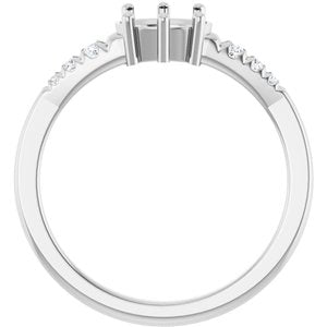 Platinum 7x5 mm Oval 1/10 CTW Natural Diamond Semi-Set Ring – image 4