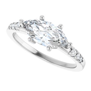 10K White Gold 11x5.5 mm Marquise Ring Mounting – image 8