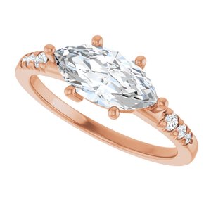 18K Rose Gold 11x5.5 mm Marquise Ring Mounting – image 8