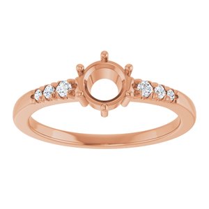 14K Rose Gold 5.2 mm Round 1/10 CTW Lab-Grown Diamond Semi-Set Ring – image 6