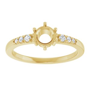 14K Yellow Gold 5.2 mm Round 1/10 CTW Natural Diamond Semi-Set Ring – image 6