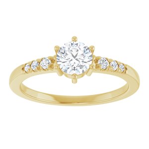 14K Yellow Gold 5.2 mm Round 1/10 CTW Lab-Grown Diamond Semi-Set Ring – image 5