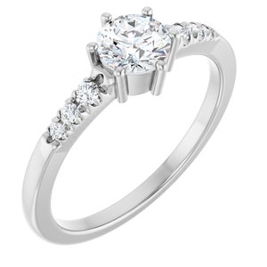 Sterling Silver 5.2 mm Round 1/10 CTW Lab-Grown Diamond Semi-Set Ring