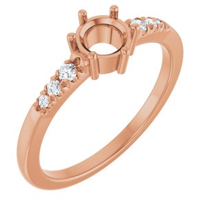 14K Rose Gold 5.2 mm Round 1/10 CTW Lab-Grown Diamond Semi-Set Ring – image 2