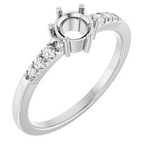 Sterling Silver 5.2 mm Round 1/10 CTW Lab-Grown Diamond Semi-Set Ring – image 2