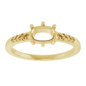 18K Yellow Gold 6.5x4.5 mm Elongated Cushion Ring Mounting – image 6
