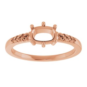 14K Rose Gold 6.5x4.5 mm Elongated Cushion Ring Mounting – image 6