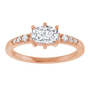 14K Rose Gold 6.5x4.5 mm Elongated Cushion Ring Mounting – image 5
