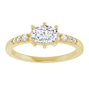 10K Yellow Gold 6.5x4.5 mm Elongated Cushion Ring Mounting – image 5