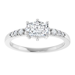 Sterling Silver 6.5x4.5 mm Elongated Cushion Ring Mounting – image 5