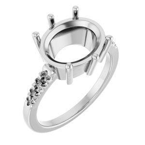 10K White Gold 12x10 mm Oval Ring Mounting – image 2