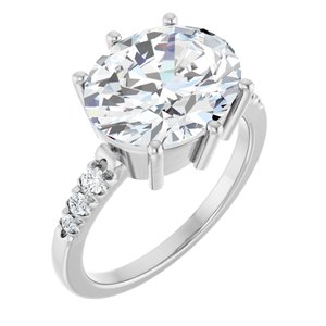 10K White Gold 12x10 mm Oval Ring Mounting