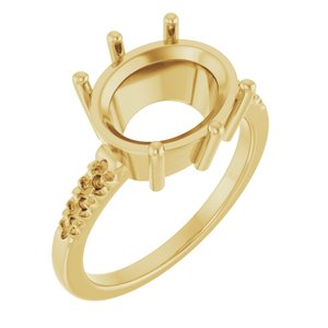 14K Yellow Gold 12x10 mm Oval Ring Mounting – image 2