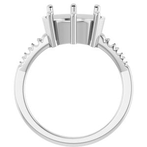 14K White Gold 12x10 mm Oval Ring Mounting – image 4