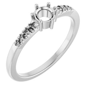 14K X1 White Gold 4.4 mm Round Ring Mounting – image 2