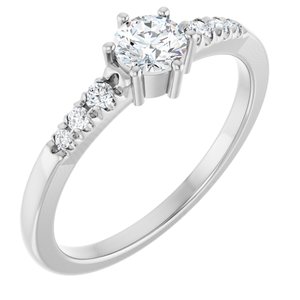 14K White Gold 4.4 mm Round Ring Mounting