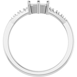 18K White Gold 6.5x4.5 mm Elongated Cushion Ring Mounting – image 4
