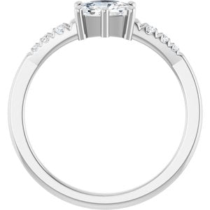 10K White Gold 6.5x4.5 mm Elongated Cushion Ring Mounting – image 3