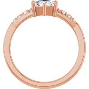 10K Rose Gold 6.5x4.5 mm Elongated Cushion Ring Mounting – image 3